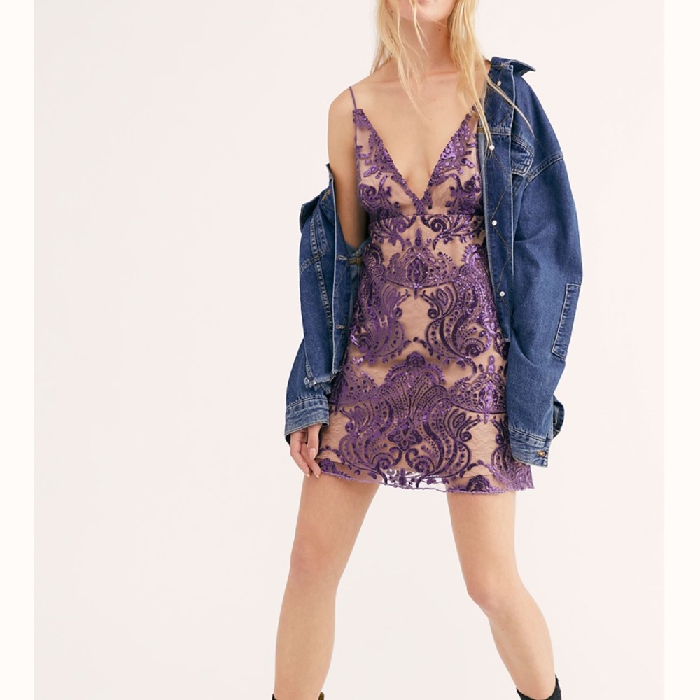 Free People Night Shimmers mini dress